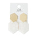 Hexigon Earrings - Gold/White