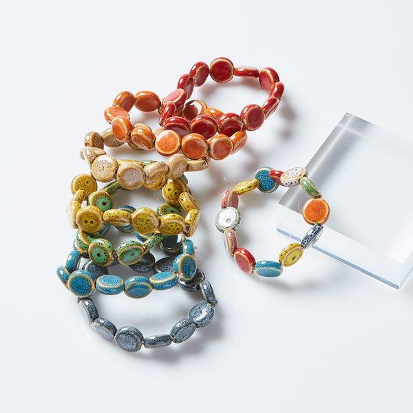 Flat Circle Shape Clay Mini Bracelet - Assorted 24 Pack