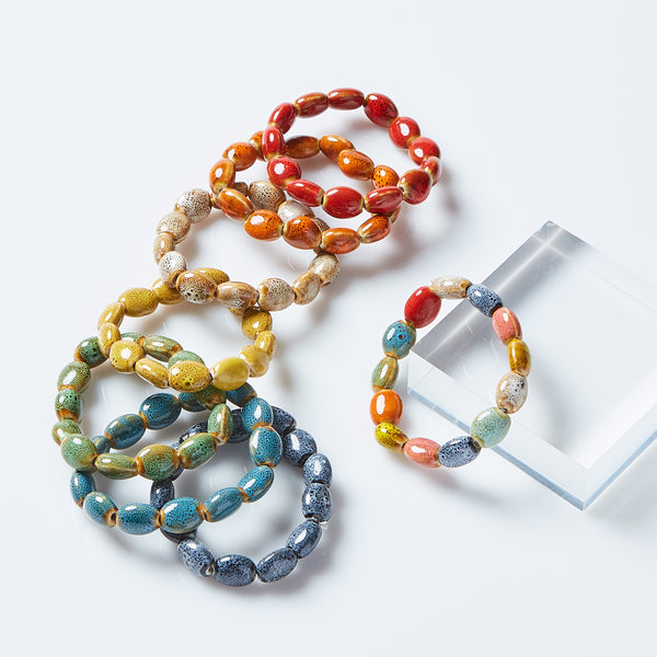 Oval Shape Clay Mini Bracelet - Assorted 24 Pack