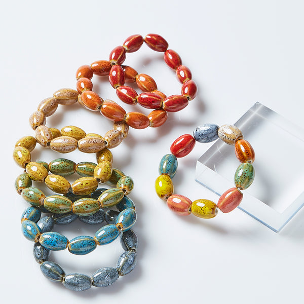 Oval Shape Clay Bead Bracelet - Assorted 24 Pack