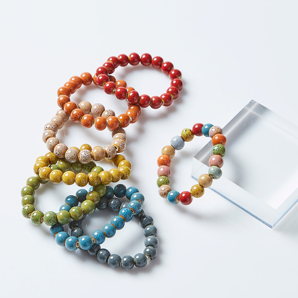 Round Shape Clay Bead Bracelet - Assorted 24 Pack