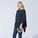 Elegant Solid Cotton Poncho - Black