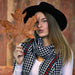 Black Petite Check Fringe Scarf