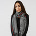 Black Petite Check Fringe Scarf