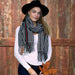 Black Petite Check Fringe Scarf