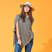 Elegant Solid Cotton Poncho - Taupe