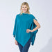 Elegant Solid Cotton Poncho - Teal
