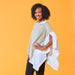 Oatmeal & White Colorblock Cotton Poncho
