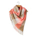 Fringle Plaid Blanket Scarf - Pink & Beige