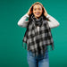 Denver Plaid Fringe Scarf - Black & Gray