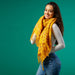January Plaid Fringe Scarf - Gold