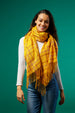 January Plaid Fringe Scarf - Gold