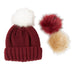 Snap On Pom Pom Beanie - Wine