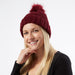 Snap On Pom Pom Beanie - Wine