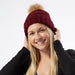 Snap On Pom Pom Beanie - Wine