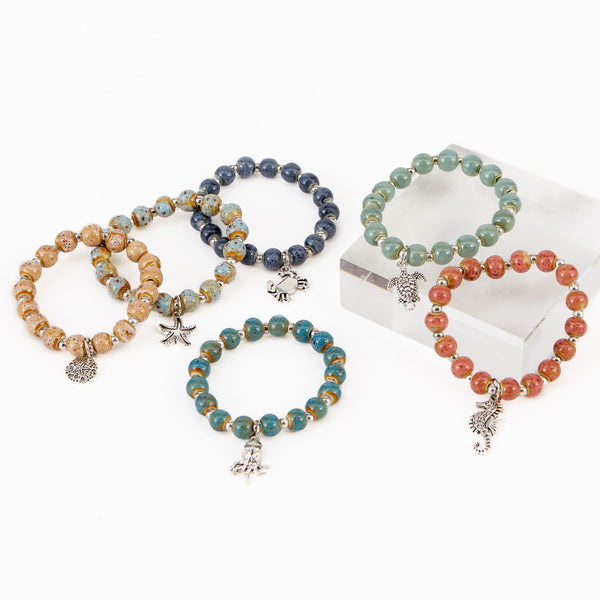 Coastal Clay Charms Bracelet - Mixed 24 Pack