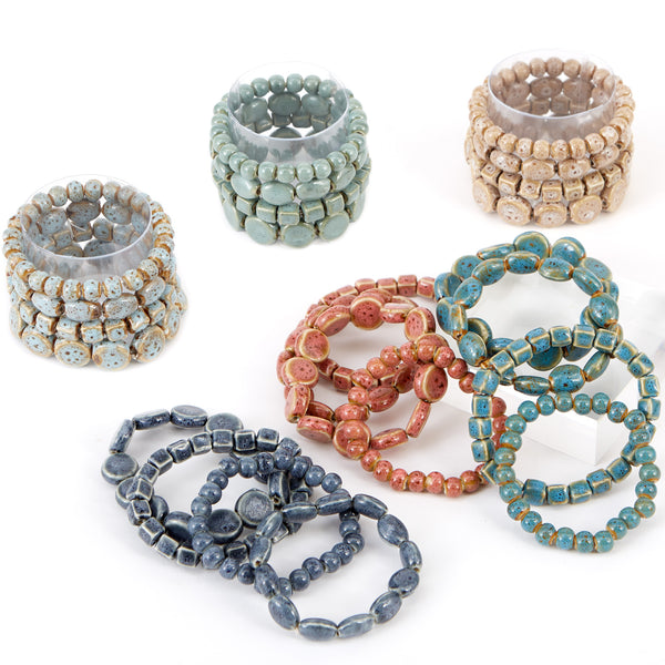 Coastal Clay Mini Bead Bracelet - Mixed 24 Pack