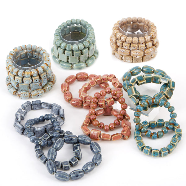 Coastal Clay Large Bead Bracelet - Mixed 24 Pack