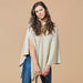 Elegant Solid Cotton Poncho - Beige