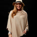 Elegant Solid Cotton Poncho - Beige