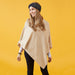 Elegant Solid Cotton Poncho - Beige