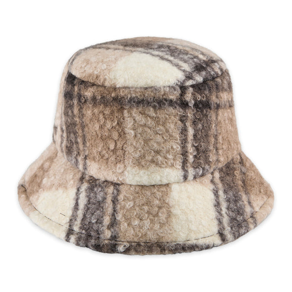 Teddy Bucket Hat - Brown Plaid