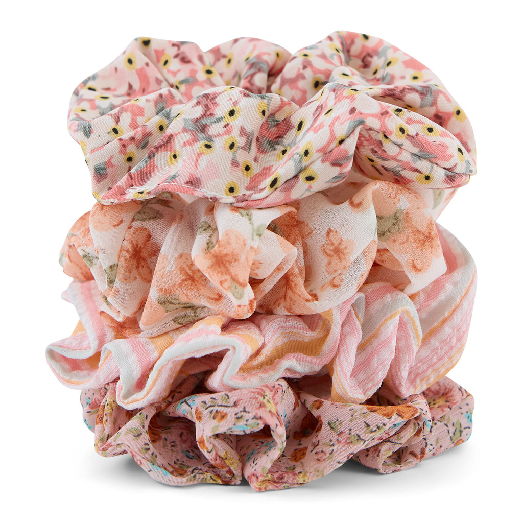 Spring Scrunchie Set of 4 - Coral