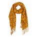 January Plaid Fringe Scarf - Gold