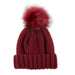 Snap On Pom Pom Beanie - Wine
