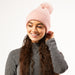 Plush Knit Pom Pom Beanie - Pink