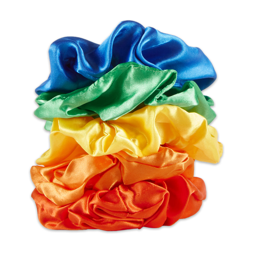 Satin Scrunchie Set Of 5 - Rainbow