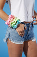 Satin Scrunchie Set Of 5 - Pastel Rainbow