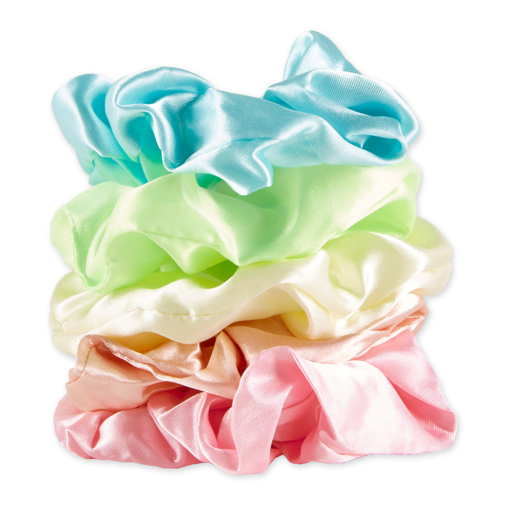 Satin Scrunchie Set Of 5 - Pastel Rainbow