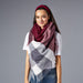 Fringe Plaid Blanket Scarf - Burgundy & Grey