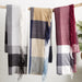 Fringe Plaid Blanket Scarf - Burgundy & Grey