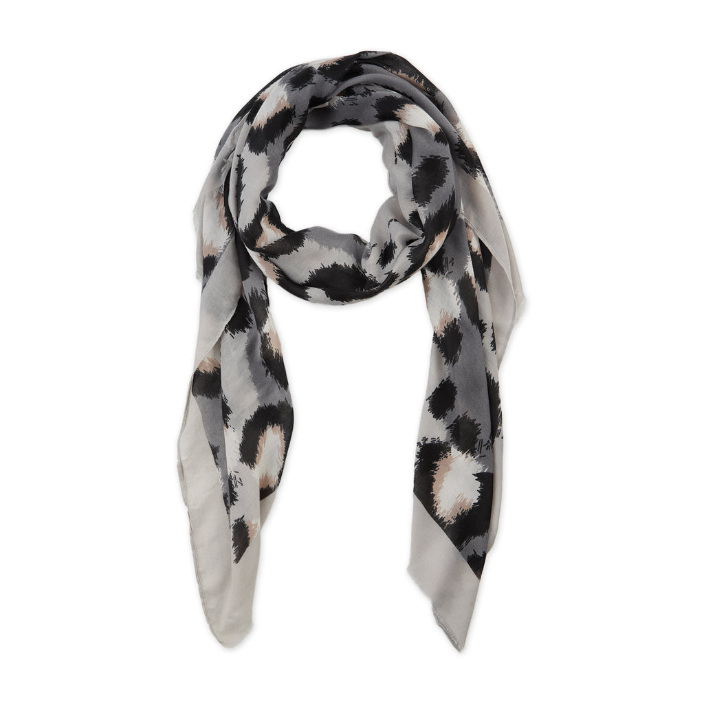 Leopard Print Scarf - Grey