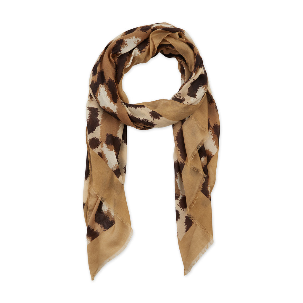 Leopard Print Scarf - Coffee
