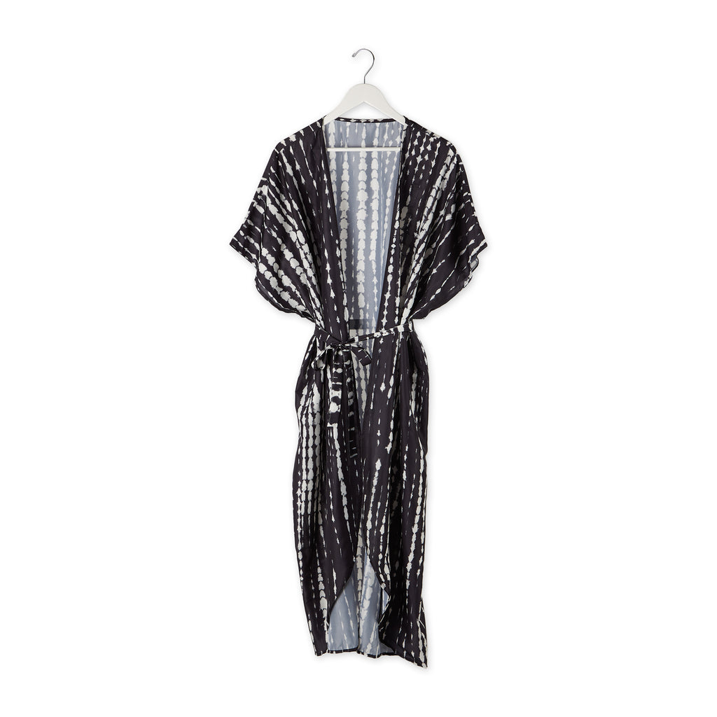 Tie Dye Kimono - Black And White