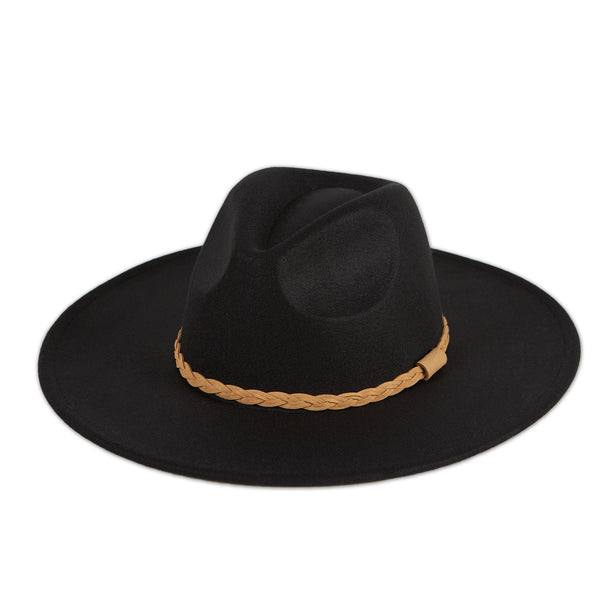 Stella Wide Brim Fedora -Black