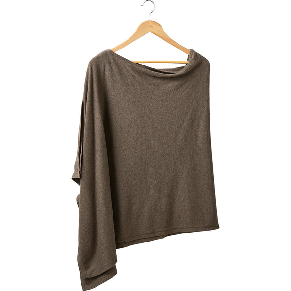 Elegant Solid Cotton Poncho - Taupe - Tickled Pink Wholesale
