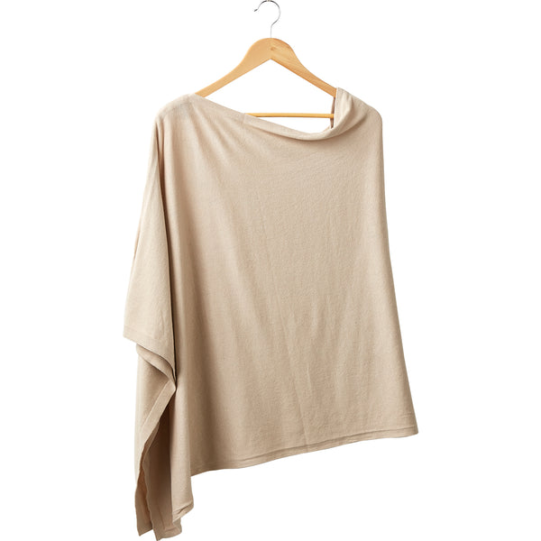 Elegant Solid Cotton Poncho - Beige - Tickled Pink Wholesale