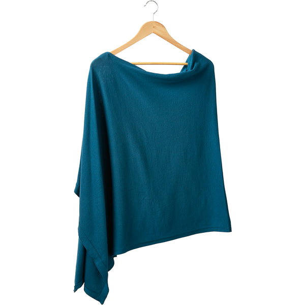 Elegant Solid Cotton Poncho - Teal - Tickled Pink Wholesale