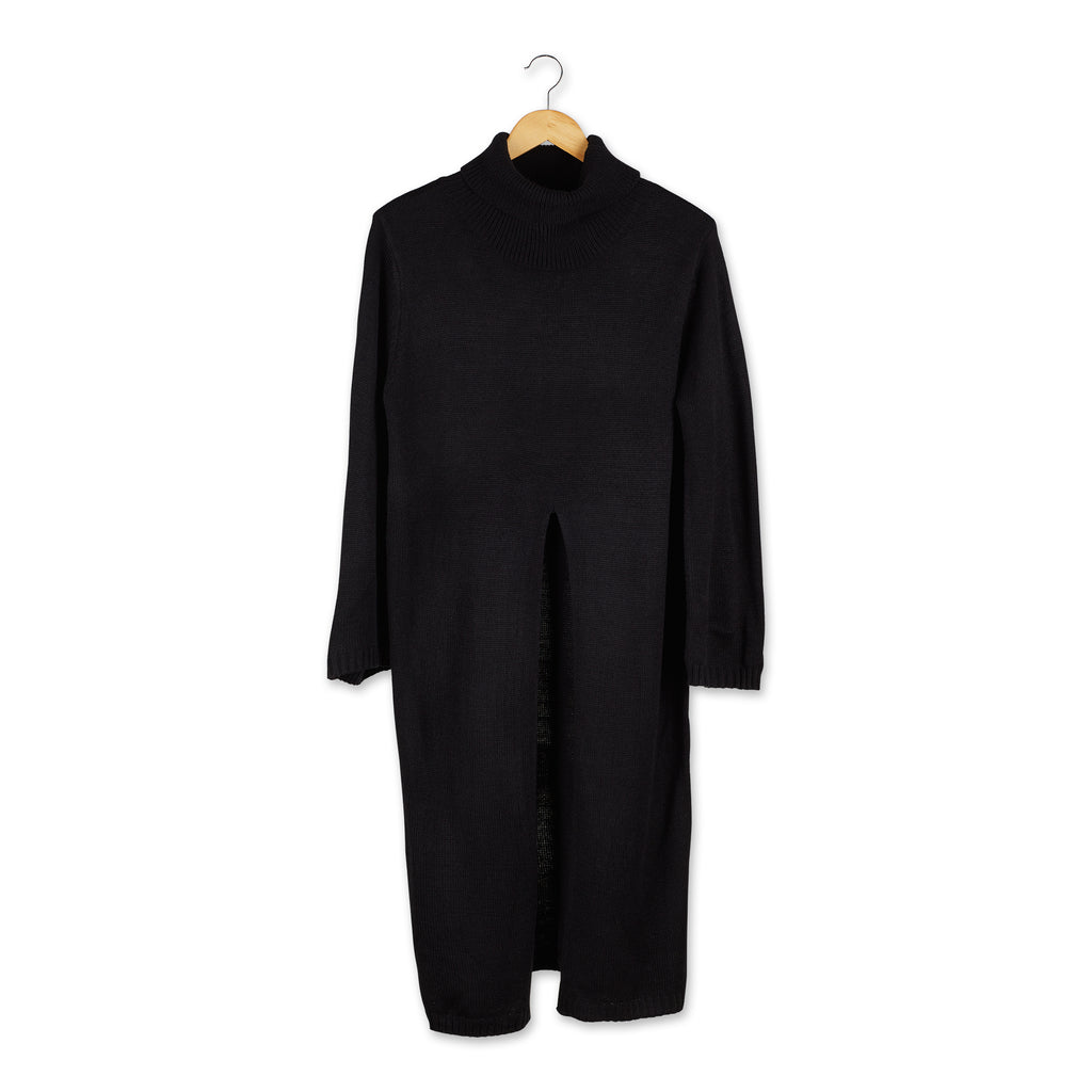 Long Courtney Slit Poncho - Black