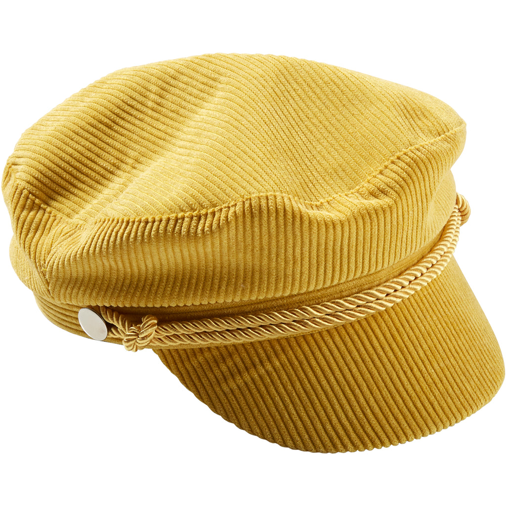 Mustard Corduroy Newsboy Cap - Tickled Pink Wholesale