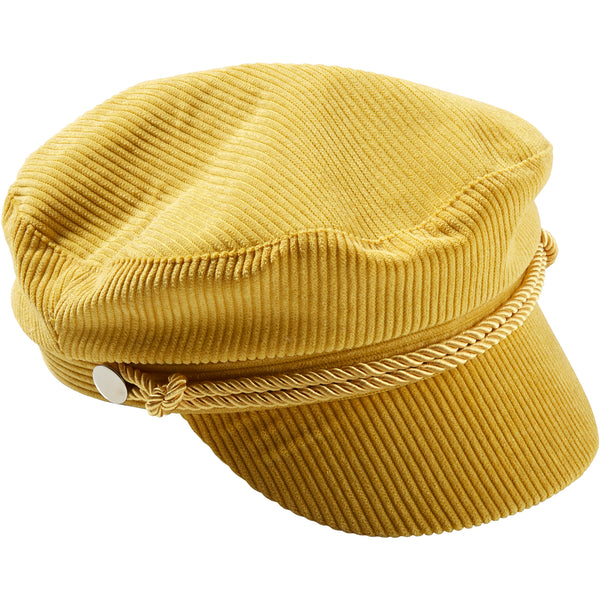Mustard Corduroy Newsboy Cap - Tickled Pink Wholesale