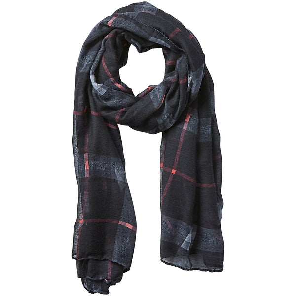 Preppy Lightweight Plaid Scarf - Black - Tickled Pink Wholesale